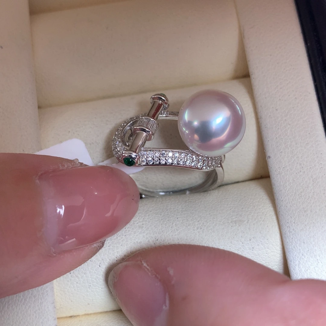 海水珍珠戒指银S925镶嵌