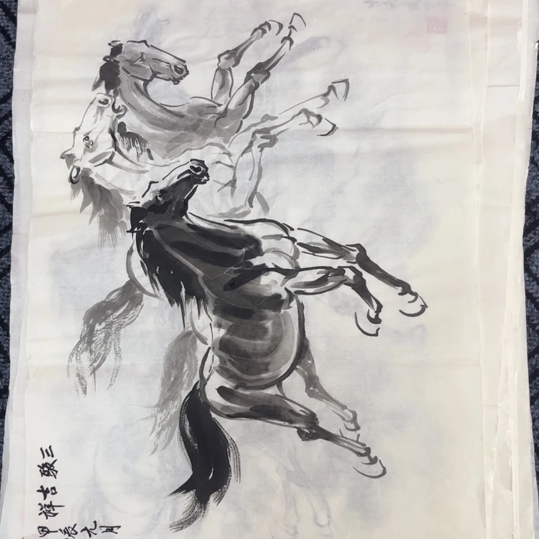 国画四尺三开花鸟