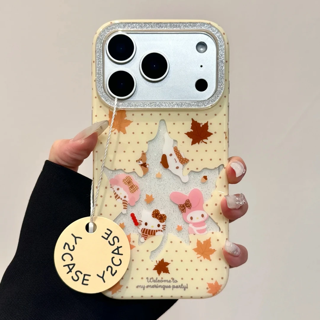 可爱枫叶波点三丽鸥适用苹果17proamx手机壳iphone16pro新款15/14