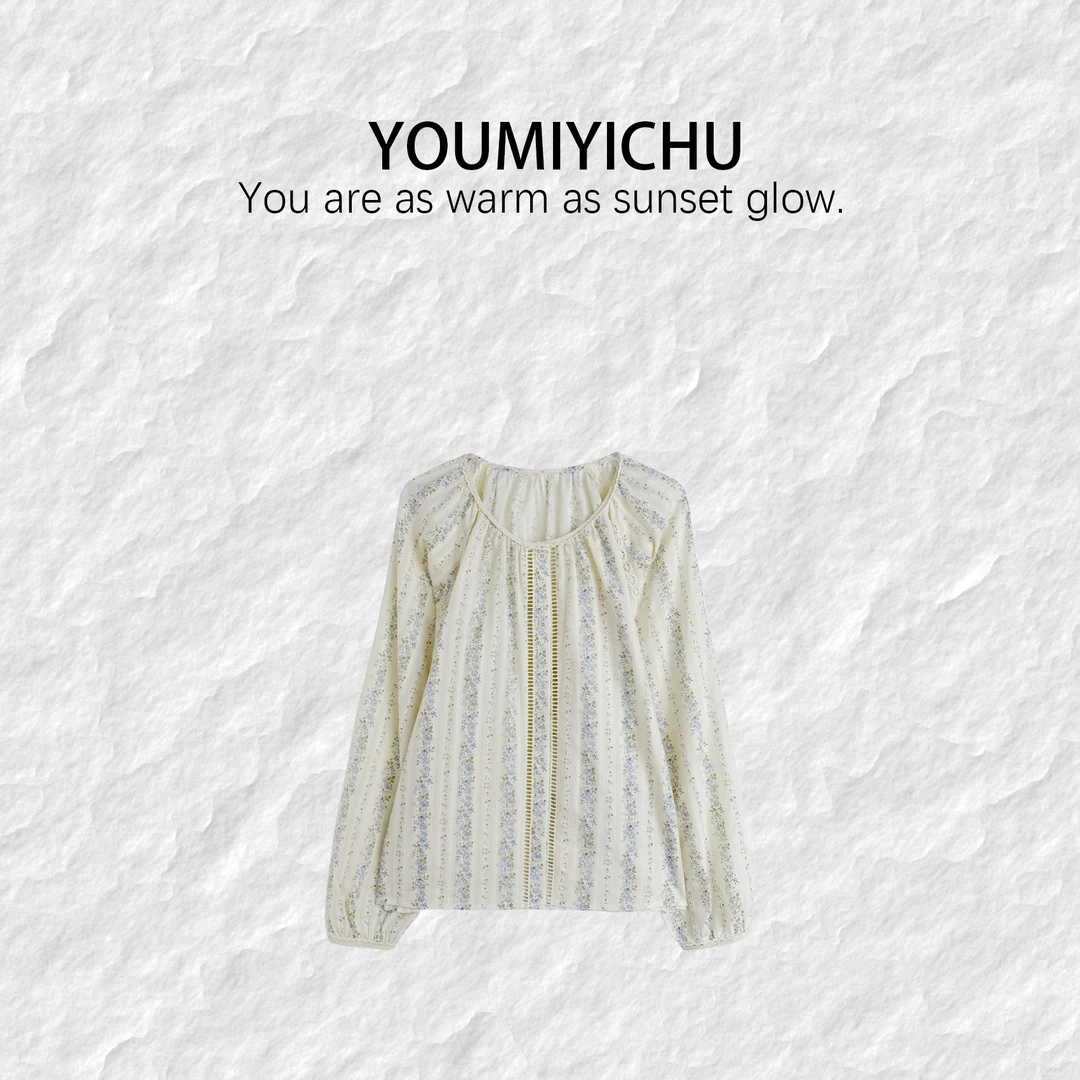 Y.M | 夏栀 全棉提花 温雅精致小众设计款碎花衬衫1345