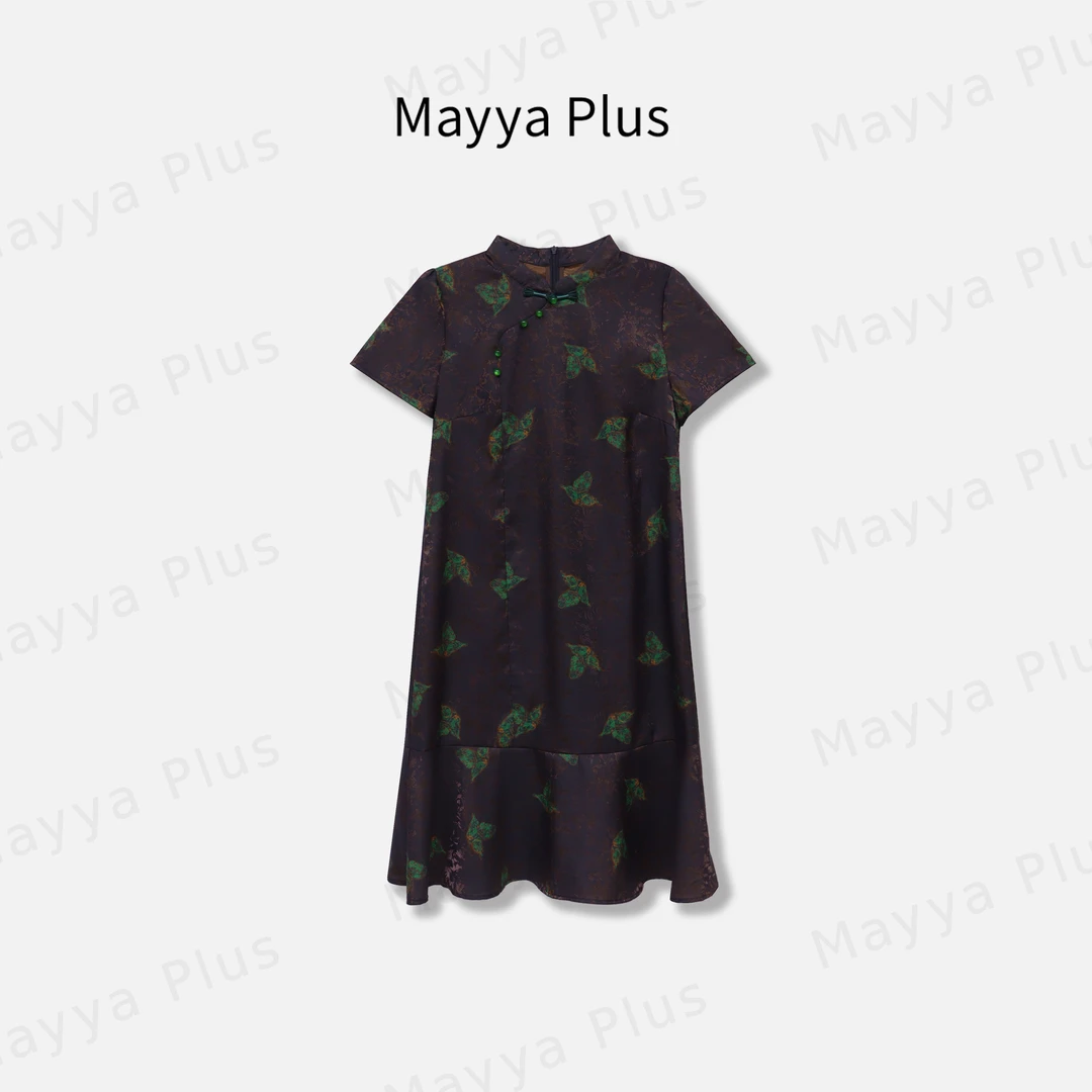 【绿蝶旗袍】Mayya Plus麦芽定制国风新中式提花旗袍连衣裙32528512