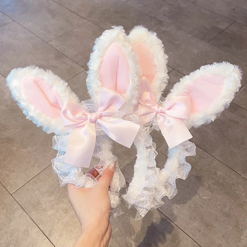 儿童可爱立体兔耳发箍女童洛丽塔拍照装扮头饰宝宝蕾丝蝴蝶结发饰