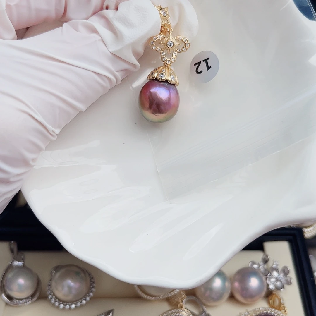 银S925镶嵌淡水珍珠耳饰