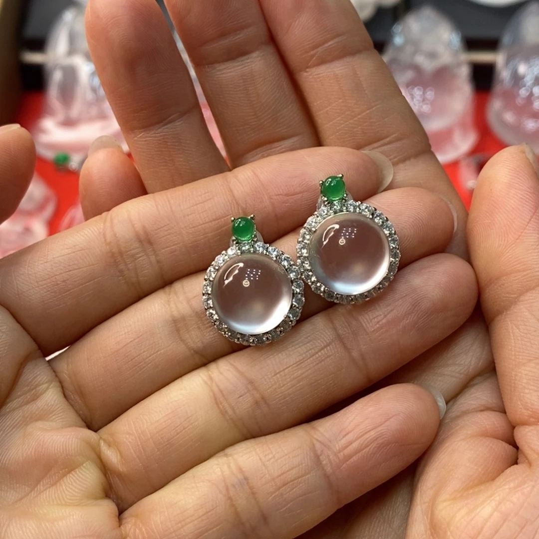 伴***水石英质玉银S925镶嵌吊坠