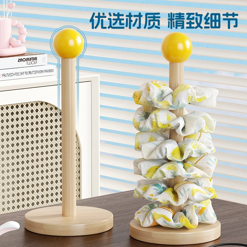 实木展示架发夹抓夹鲨鱼夹饰品架发圈收纳神器大肠发圈发饰置物架