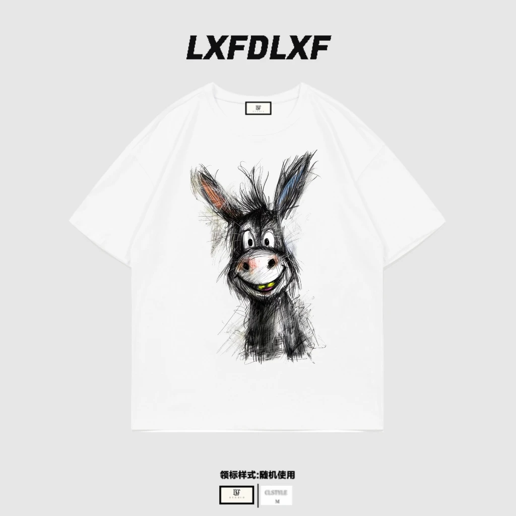 清「新小驴」 LXFDLXF 男女同款 直喷工艺短袖t恤