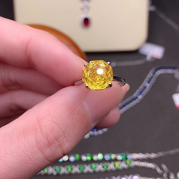 戒指银S925镶嵌黄晶