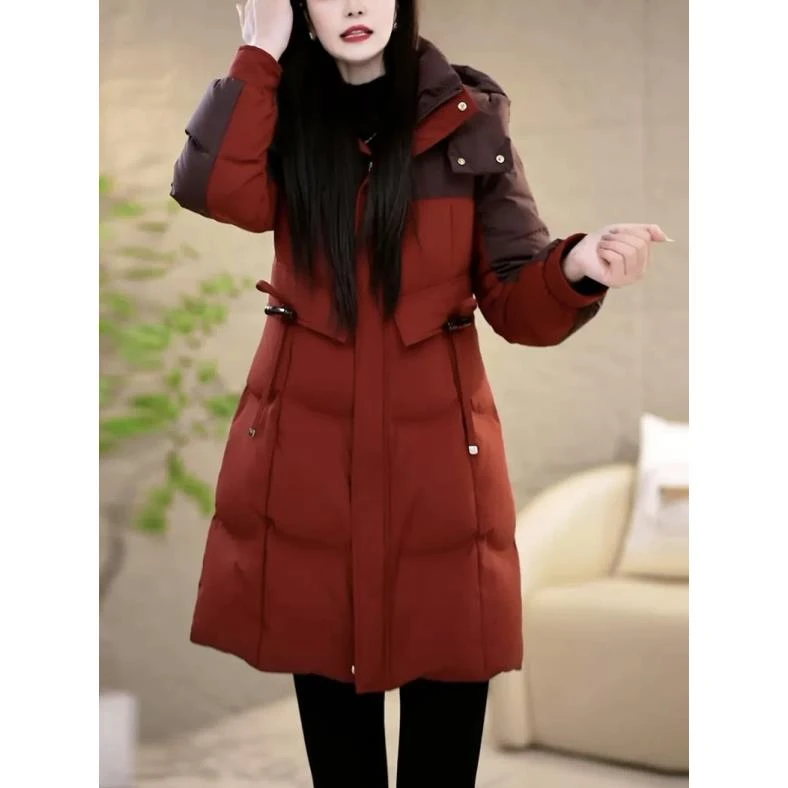 红色羽绒服女款冬季2024新款今年流行爆款百搭气质中长款保暖外套