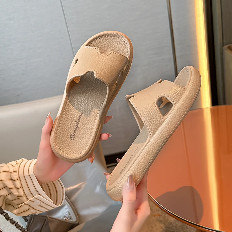 时尚休闲系列┇高级感复古皮纹女款拖鞋休闲家用eva软底凉拖鞋女夏