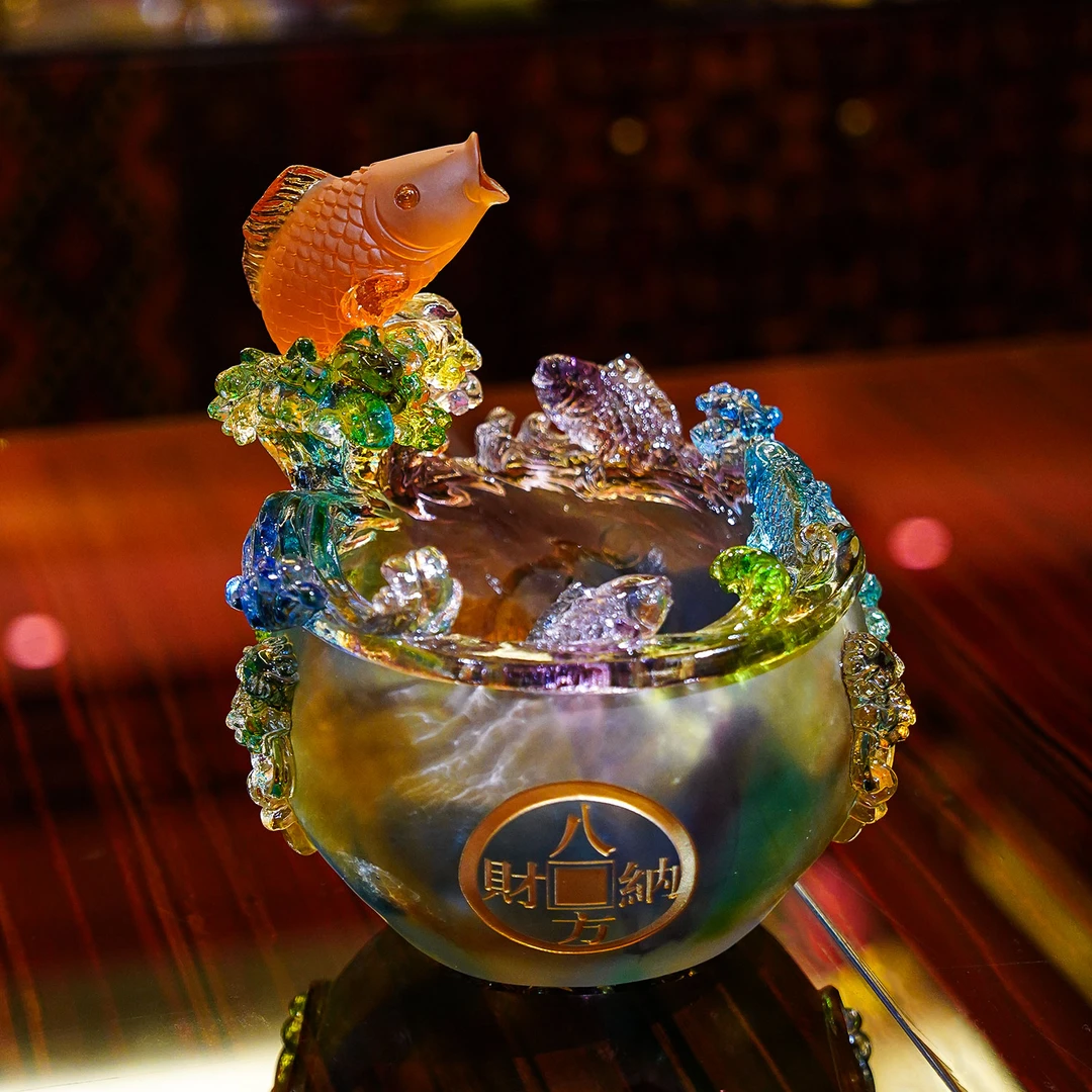 【本尼家】LL71非遗好物古法琉璃大聚宝生财聚宝盆装饰玄关摆件