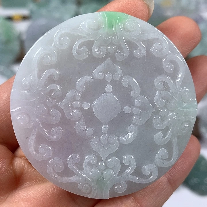 颈饰未镶嵌翡翠花开富贵两面工艺福利