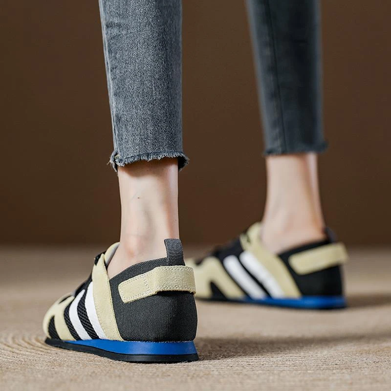 2025夏季新款网面透气软底德训鞋高级感撞色阿甘鞋