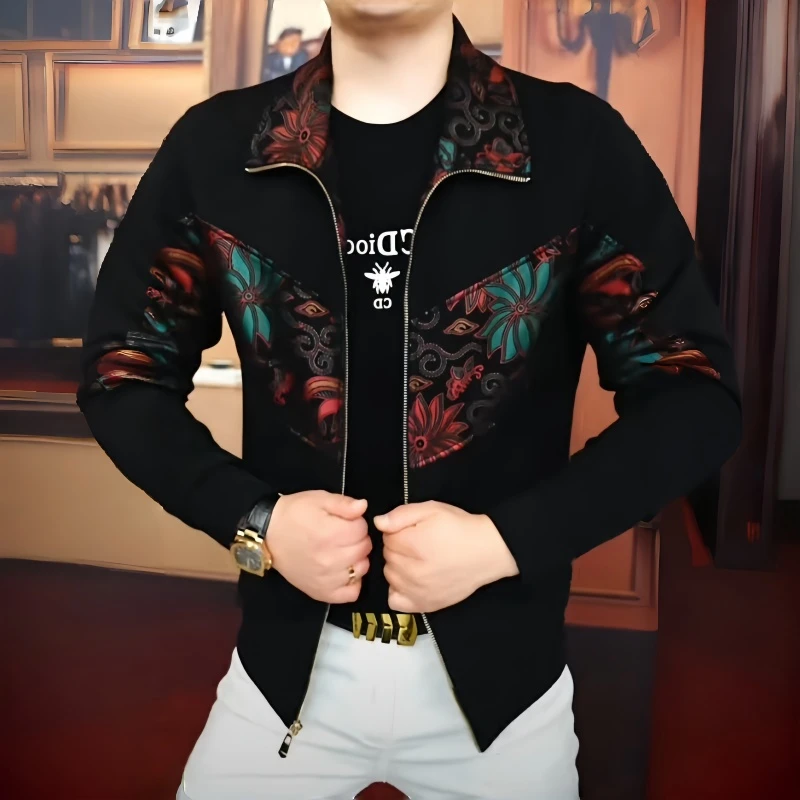 2025年男士中秋开衫夹克外套修身随性休闲轻奢高端时尚潮流帅气