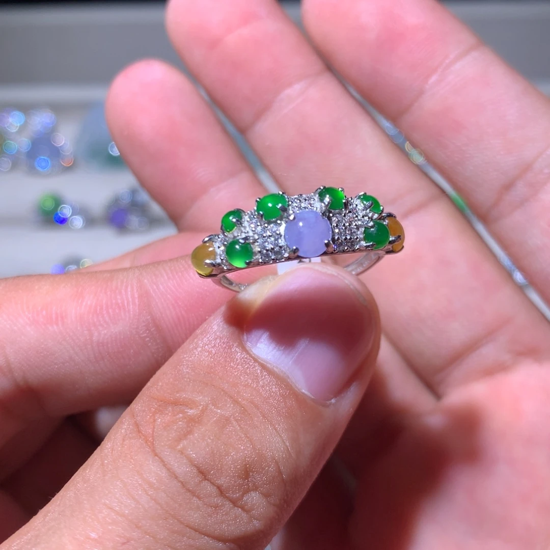 翡翠银S925镶嵌耳饰43