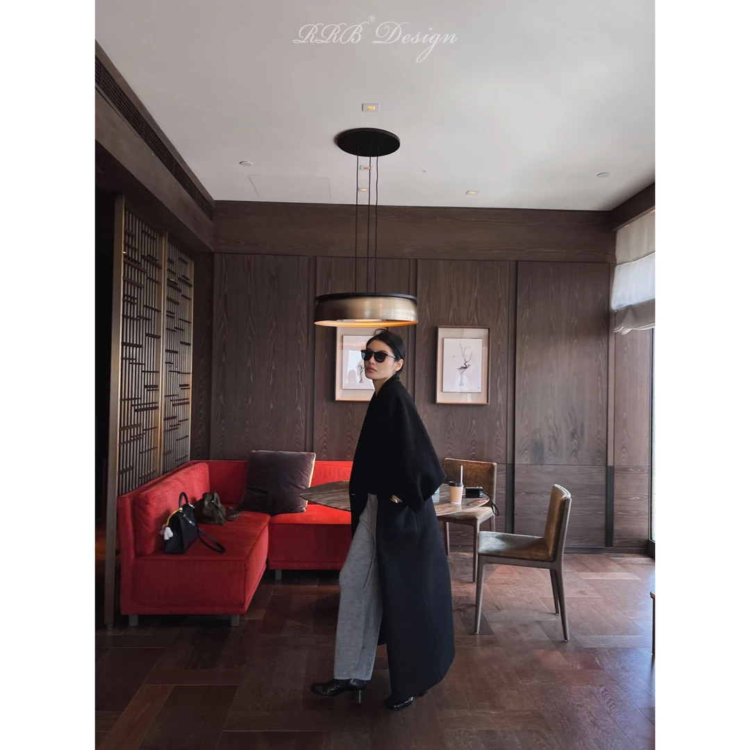 RRB Design [高定廓形]山羊绒立体剪裁枪驳领长款大衣