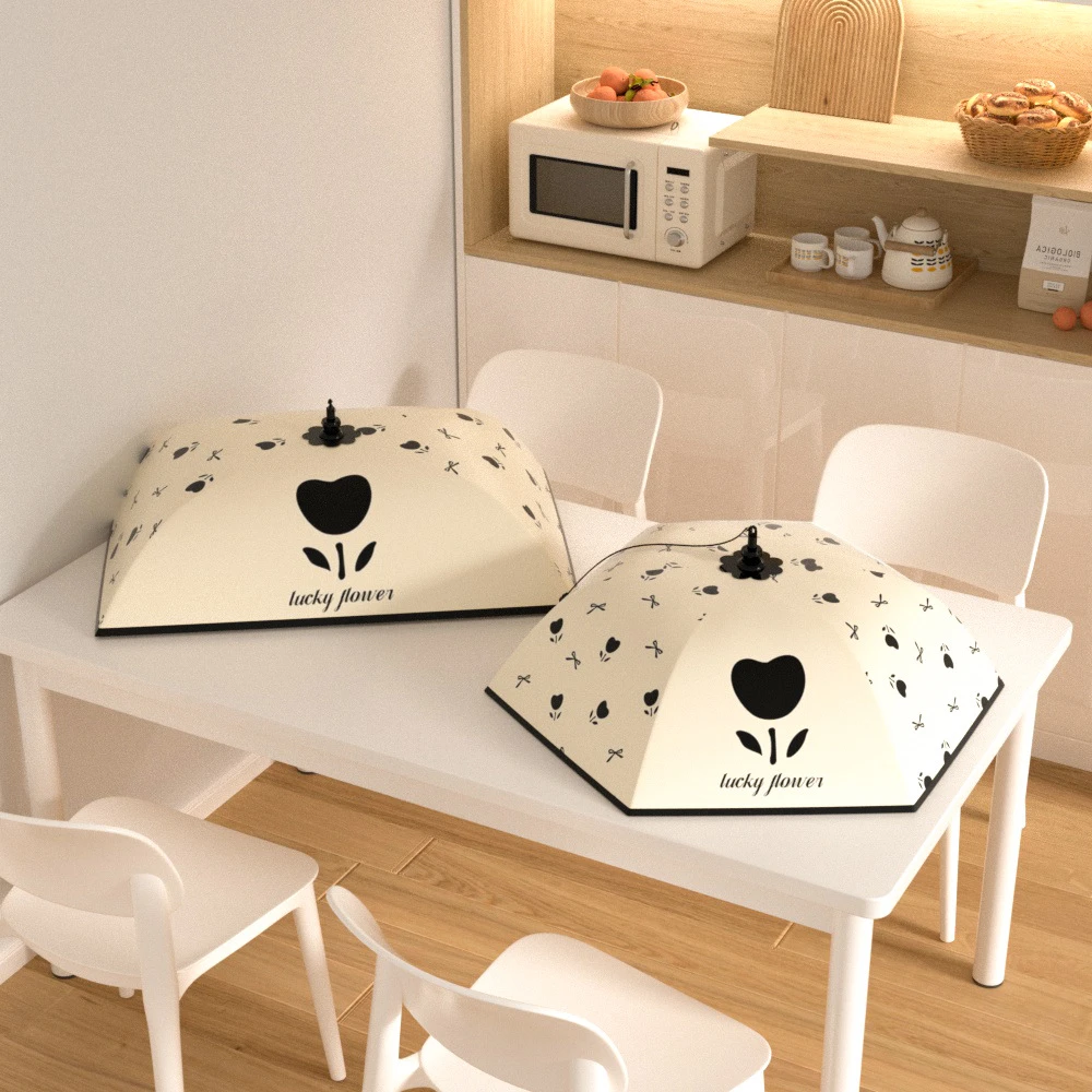 郁金香奶油风冬天保温菜罩加厚防尘剩饭剩菜保护罩家用餐桌罩防护