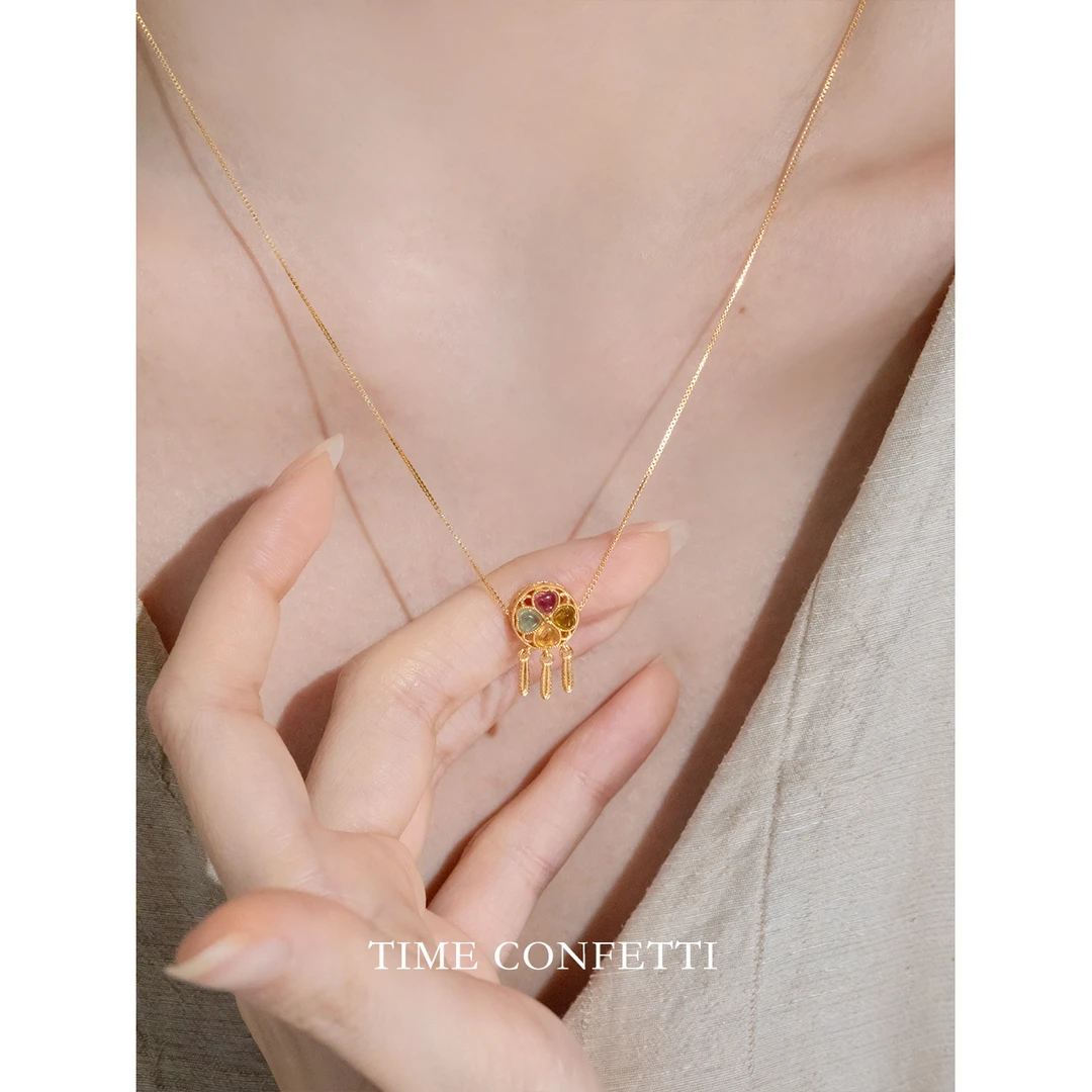 坠链均925银 【孙二娘】捕梦网-复古百搭气质吊坠古法项链TC 9026