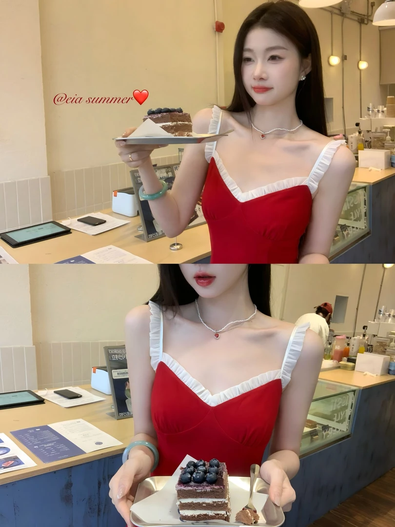 EIA一尧【美女公式】韩版纯欲蕾丝吊带连衣裙气质设计显瘦明星同款