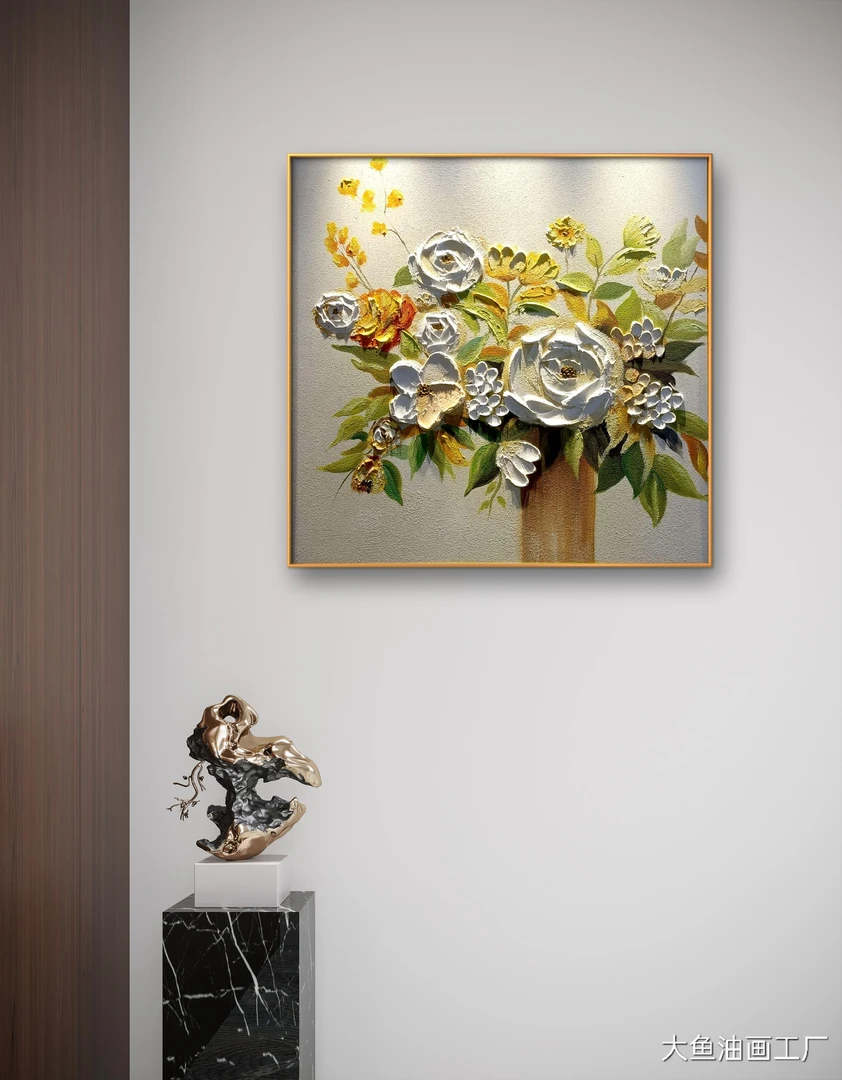 瑾年轻奢美式餐厅2025沙发背景挂画油画客厅沙发背景墙挂画