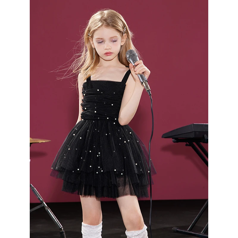 植木童装女童裙子2025夏季新款中大童吊带网纱裙公主裙儿童连衣裙