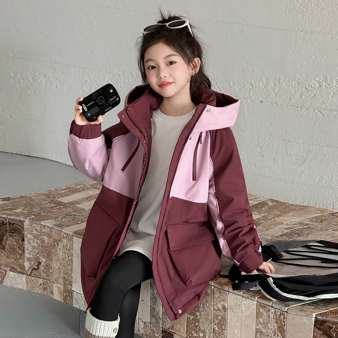 女童冬季加厚派克服2026新款初中生加绒保暖棉衣儿童洋气潮酷外套