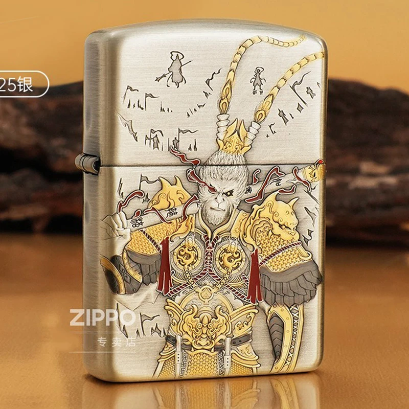 【老李鉴定】ZIPPO打火机纯银盔甲齐天大圣大闹天宫鎏金盔甲男士送