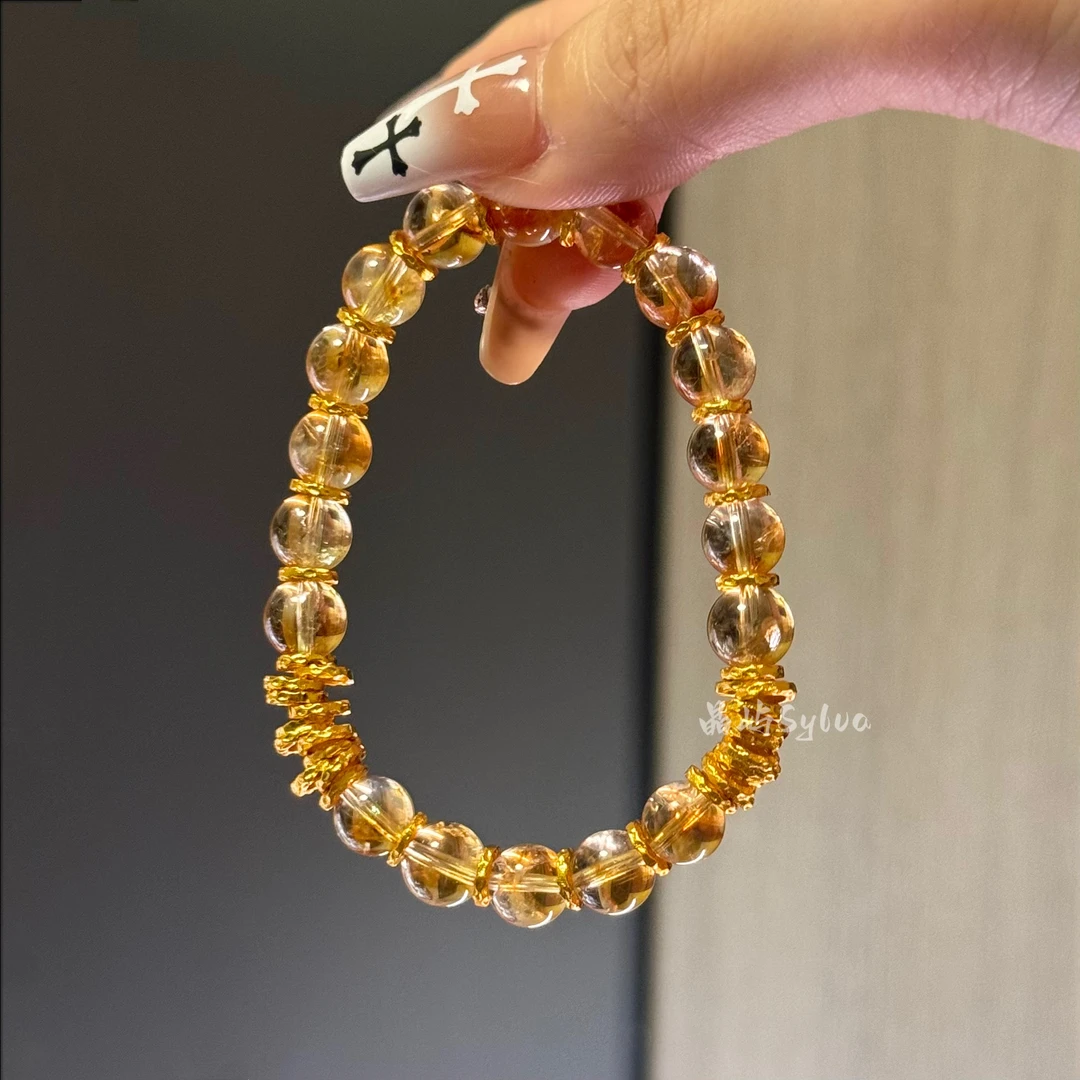 【聚宝盆】8mm黄水晶+高保色盘缠天然水晶手串
