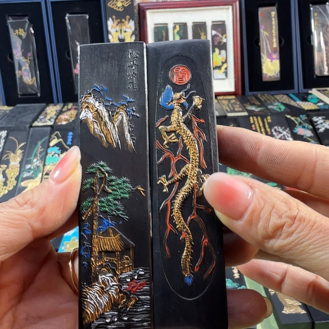 木***金曹素功龙山水油烟墨