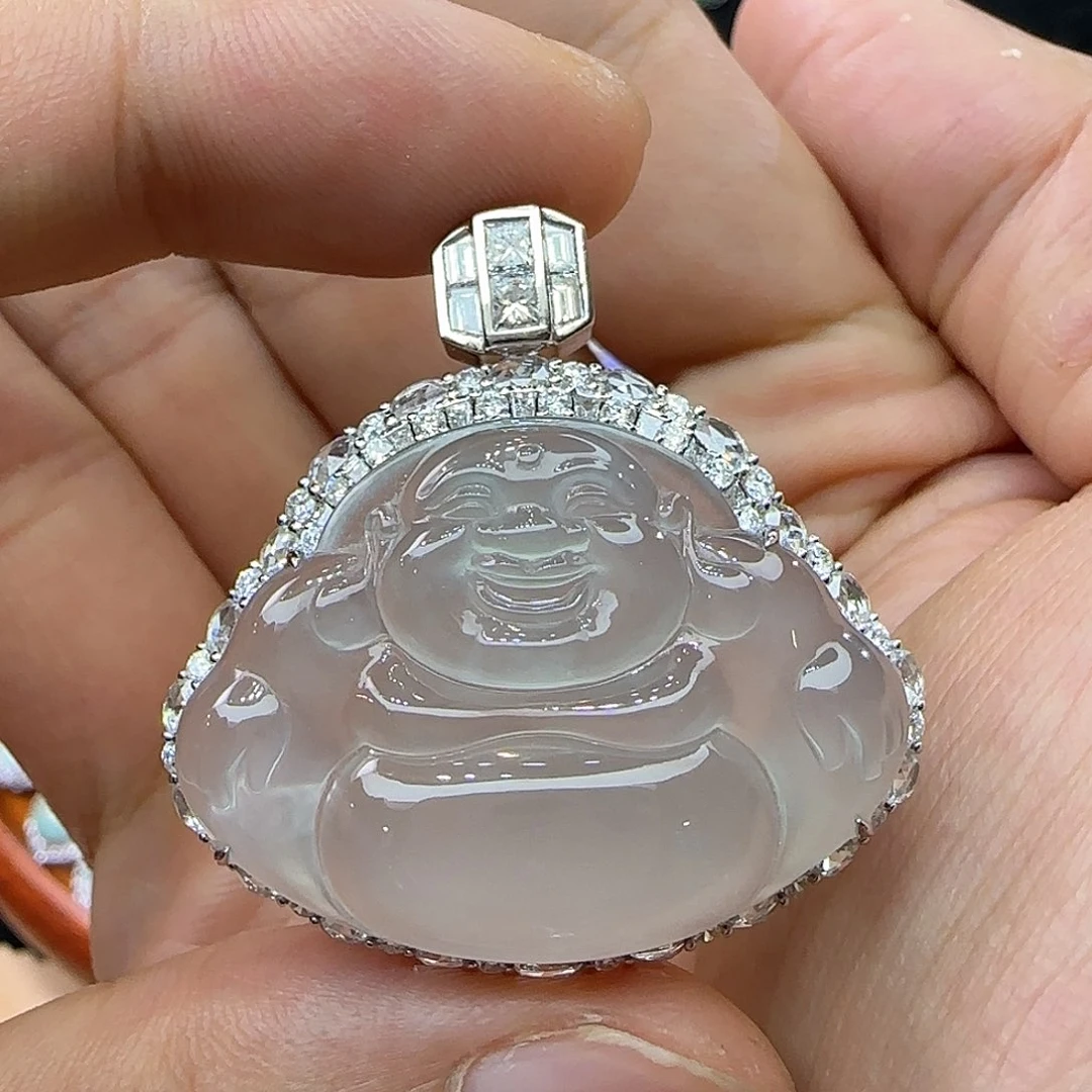 颈饰18K金镶嵌翡翠天然翡翠