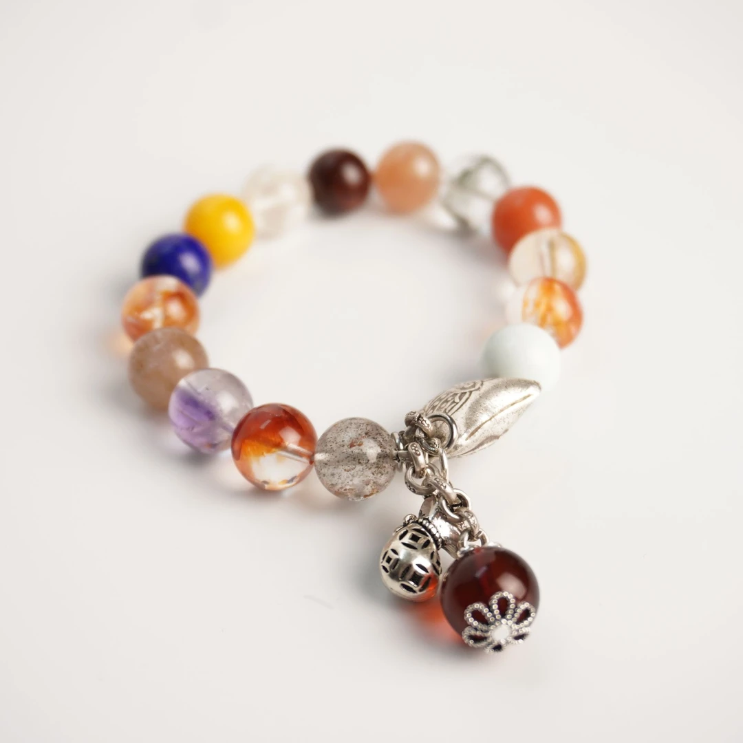 「天女十五洲」水晶手串 南红玛瑙