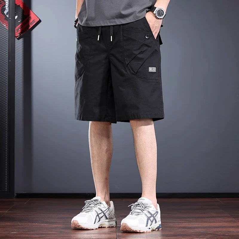 高端休闲短裤男夏季潮流宽松直筒五分裤百搭高级感工装休闲半截裤