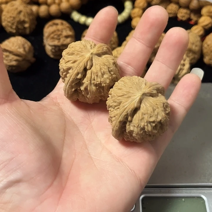 把件文玩核桃42左右微瑕白狮子，编号021