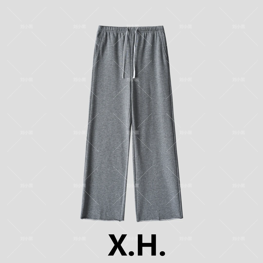 【刘小黑】无感毛边卷边直筒休闲毛圈卫裤(易鼓包变形,介意勿拍)