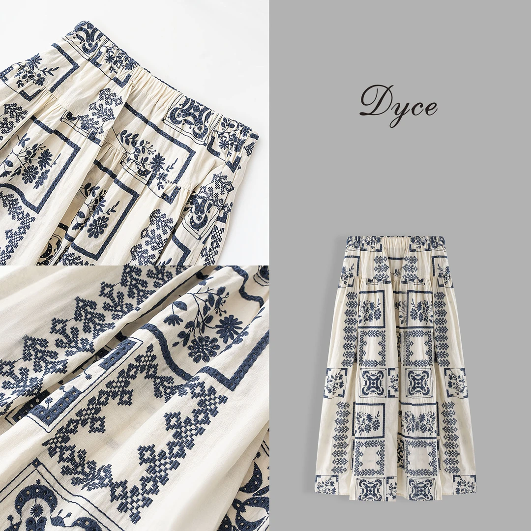 DYCE【摩洛哥】纯棉全件重工镂空图腾刺绣度假半身裙