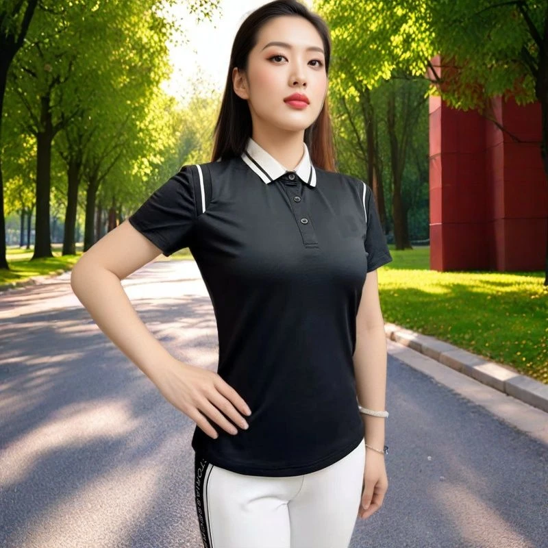 正品阳光之家黑色短袖冰丝上衣适合佳木斯健身操广场舞夏季运动服