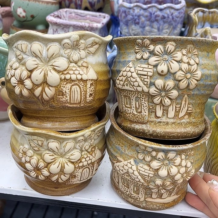 多肉绿植陶瓷花盆9.9包邮，有孔