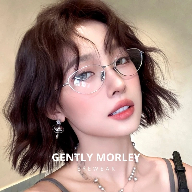 【GM官方旗舰】gm老钱风眼镜近视女度数可配椭圆格雷系金丝素颜