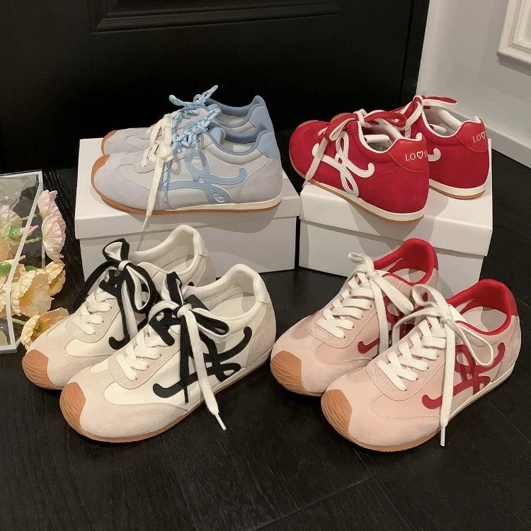 6.5厘米内增高真皮德训鞋乳胶版女款低帮板鞋阿甘德训复古