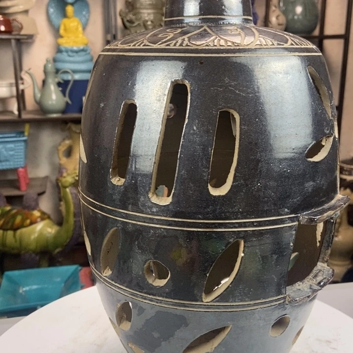 西夏瓷鸟笼一件漏