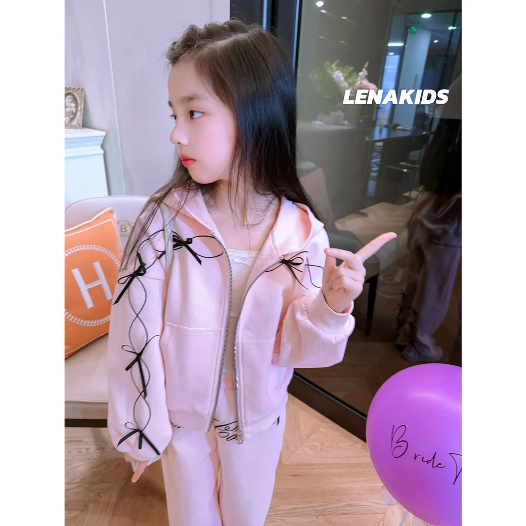 Lenakids【春上新·蝴蝶结卫衣套装】百搭时髦女宝25021304