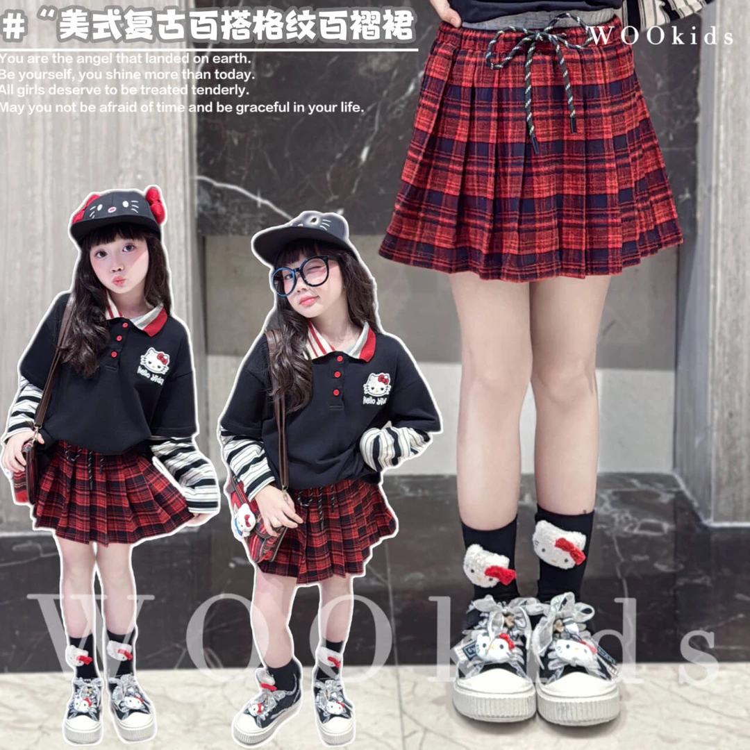 现货-WOOkids8【百搭格纹】亲子兄妹童装高定半身裙 W25070603