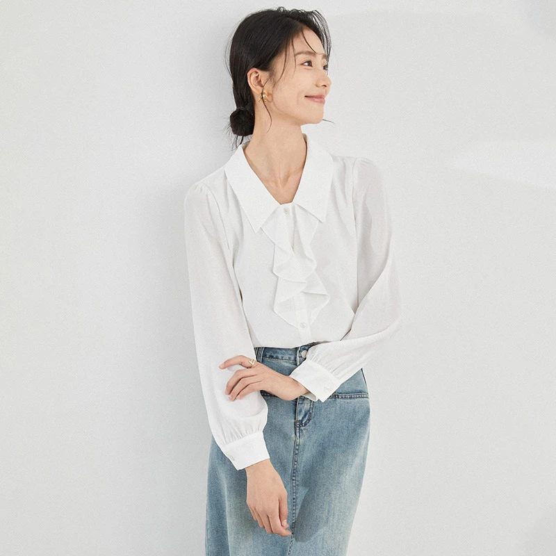 【曼贝星星】8491270A衬衫新款女法式时尚小众通勤设计感长袖百搭