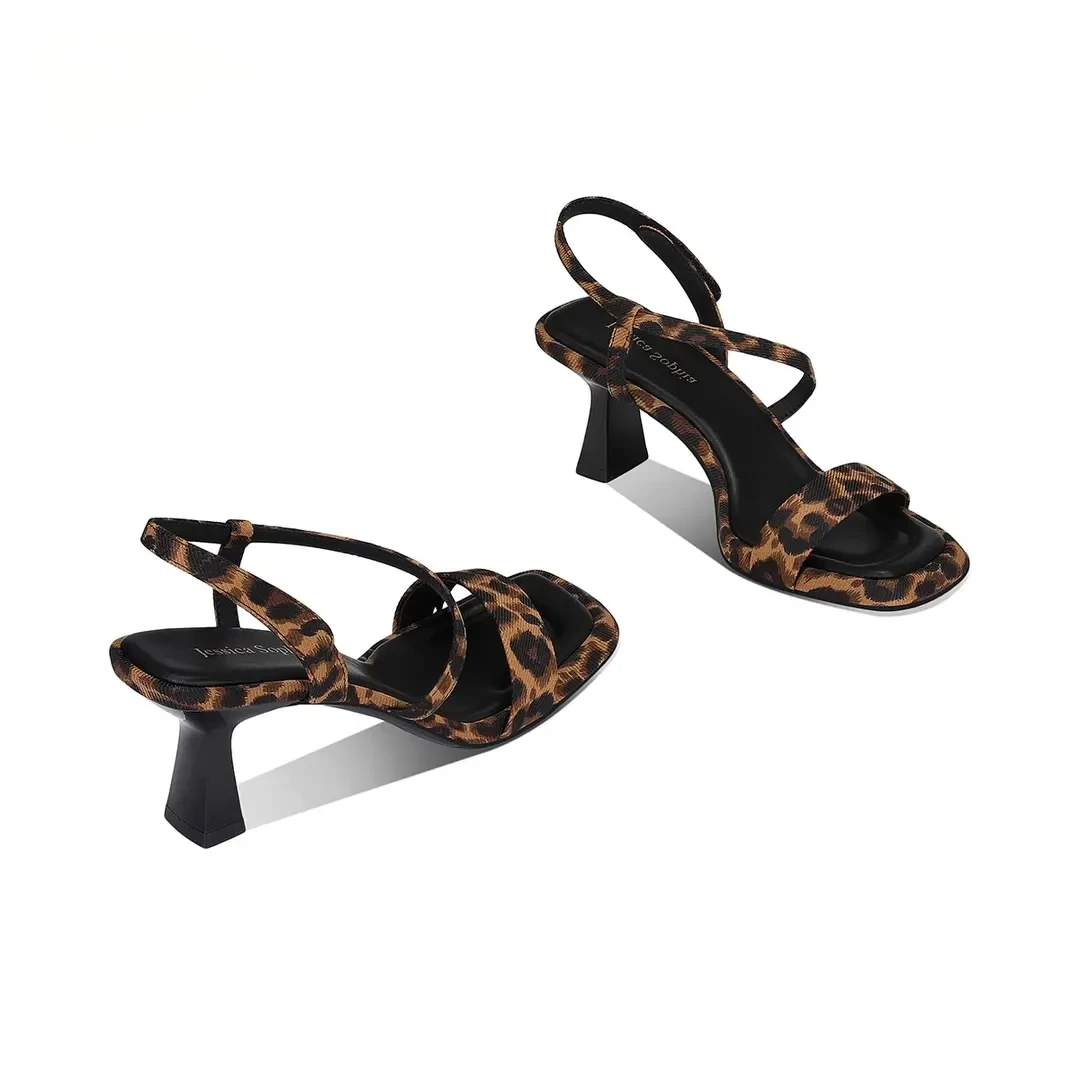 法式温柔高跟鞋气质简约脚环绕带性感露趾凉鞋夏季百搭时尚外穿