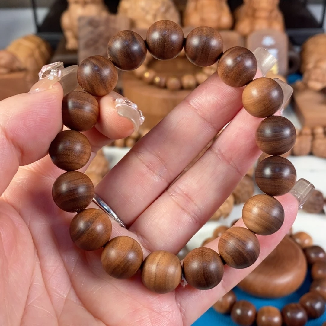 檀香木手串/手链浮*老山檀香横纹黑肉沉水1.2