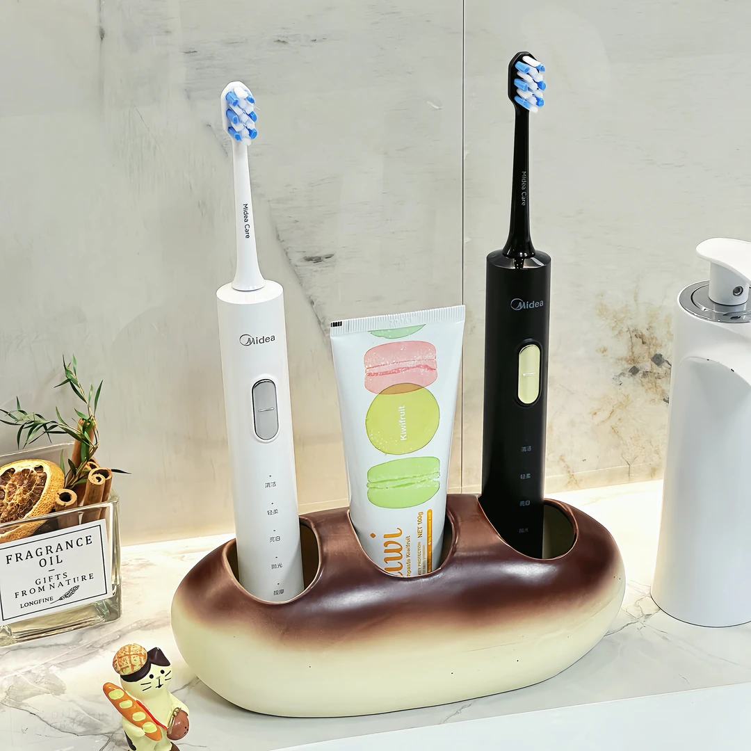 简约面包牙刷架家用卫生间免打孔牙具收纳底座陶瓷牙刷牙膏置物架