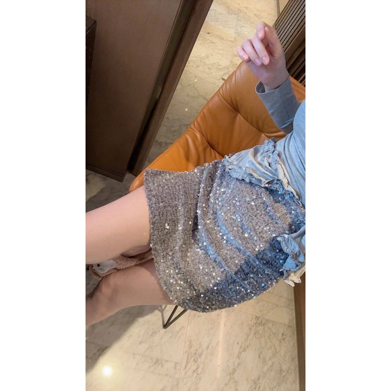 【张静芝】bling鱼鳞闪片松紧腰半身裙