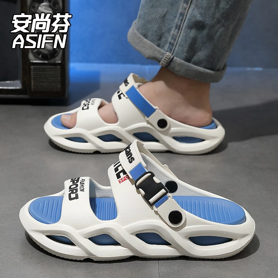 安尚芬凉鞋男款夏季户外穿防滑开车男士厚底凉拖鞋运动休闲沙滩鞋
