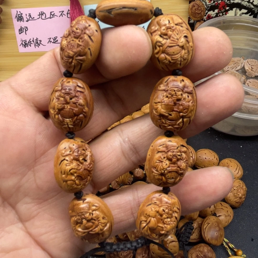 桃核雕刻整身财神