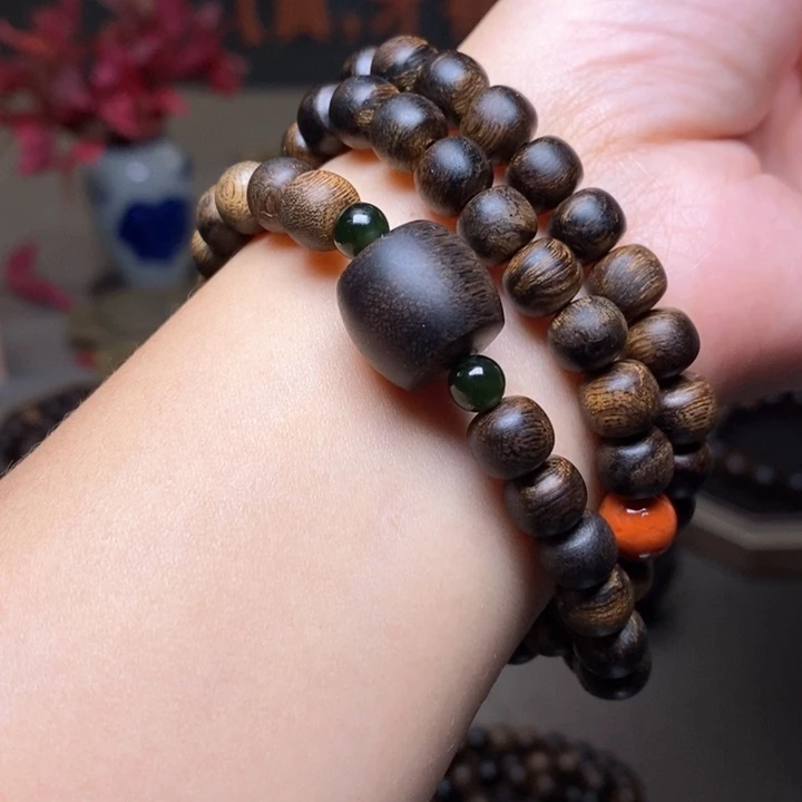 沉香手串越南芽庄瘤疤紫棋楠0.6✖️0.8➕配饰