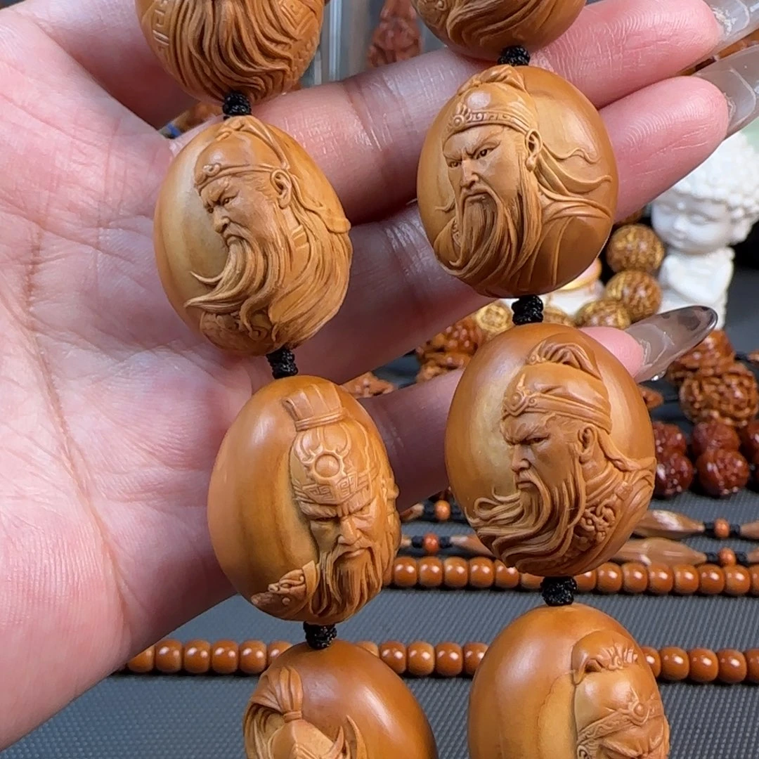 橄榄核手串/手链宽2.35-2.4梅林核浮雕关公手串手持